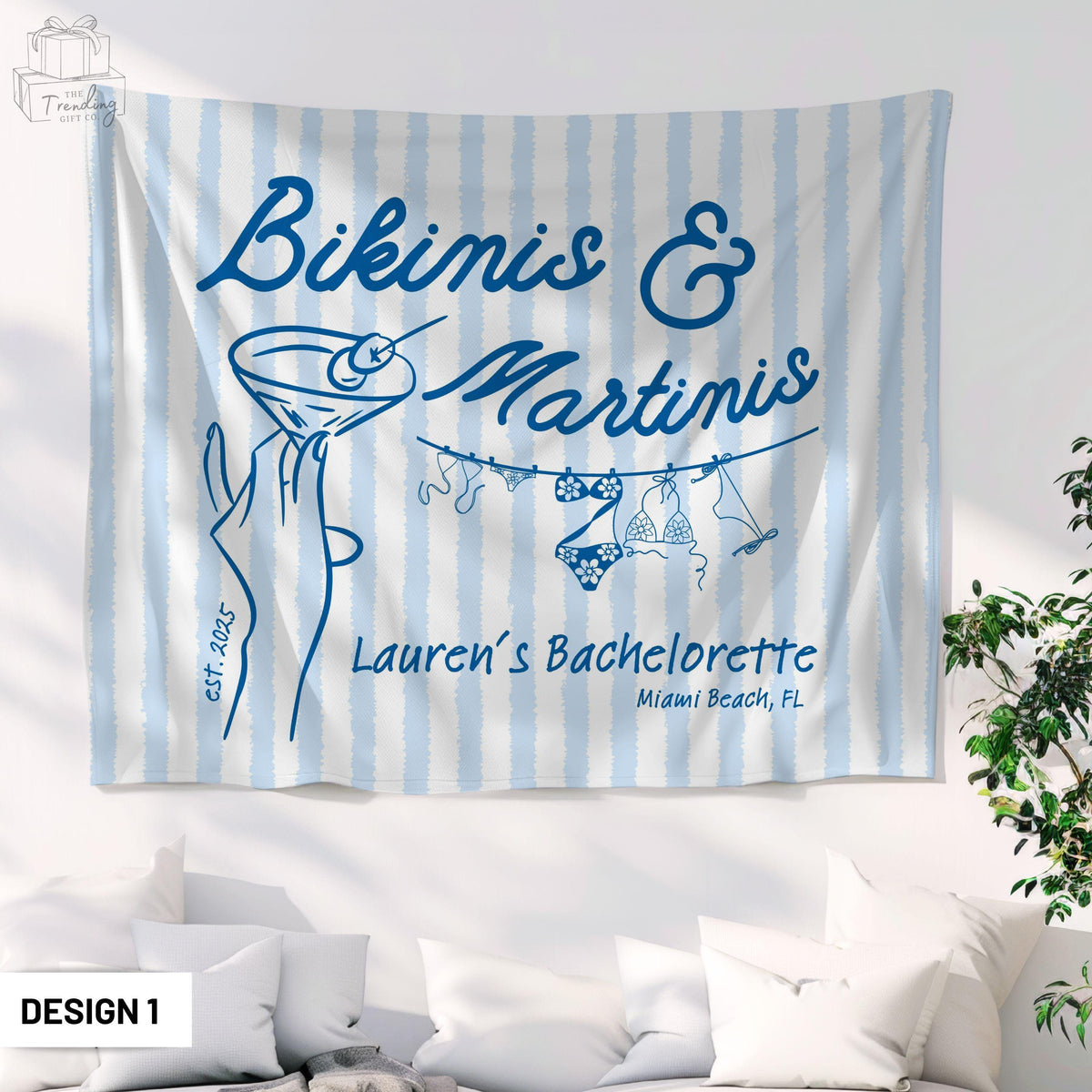 Bikinis and Martinis Bachelorette Party Banner Custom Martini Theme Decor Personalized Beach Bach Photo Backdrop Wall Tapestry Graphic Tee – Warm & Stylish · Top Pick For Any Outfit