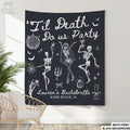Til Death Bachelorette Party Decor Personalized Gothic Tapestry Skeleton Bride BannerBridal Photo BackdropFunny Halloween Wedding Favors Graphic Tee – Cozy Vibes · Top Pick For Any Outfit