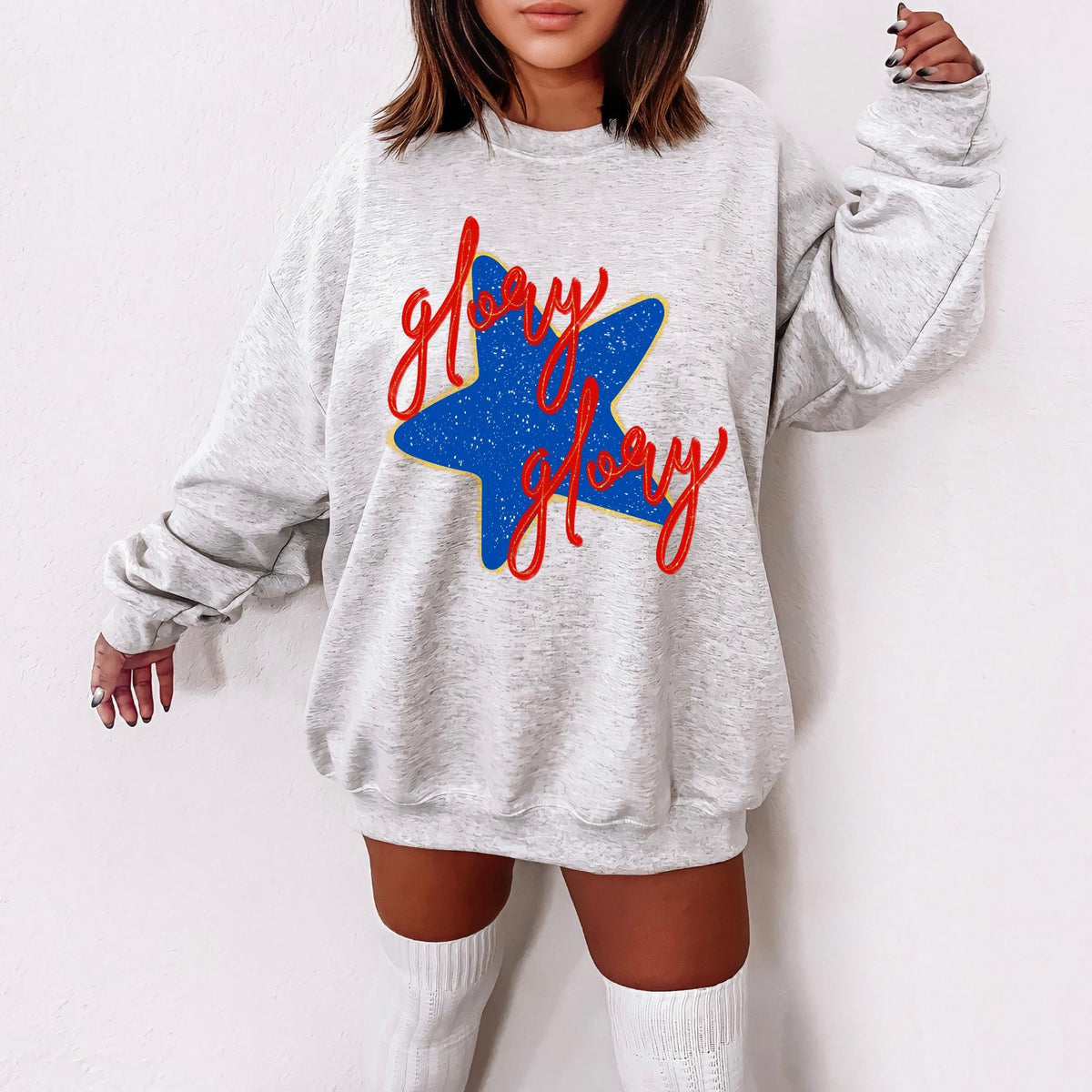 Glory Glory Sweatshirt American Sweater 4th Of July 4th Of July Sweatshirt USA Fourth of July Sweatshirt Patriot Sweatshirt Sweatshirt – Aesthetic Look · Trending Graphic Apparel
