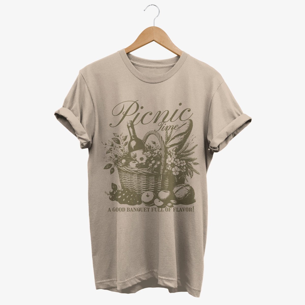 Vintage Picnic Time T Shirt Rustic Food Basket Tee Retro Aesthetic Summertime Gift Graphic Tee – Bold Style · Great Gift For Fans