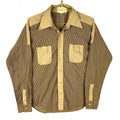 Vintage 198039s Shirt Large Brown Long Sleeve Button Up Striped Graphic Tee – Soft Feel · Must-Have Style