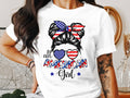 All American Girl T Shirt Patriotic Sunglasses Hair Tie USA Flag Tee 4th of July Gift Womens Independence Day Shirt Graphic Tee – Aesthetic Look · Trending Graphic Apparel