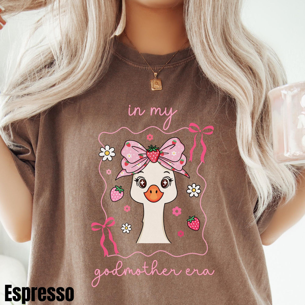 Coquette Goose In My Godmother Era Shirt Baptism Gift Gift For Godmother Proposal New Godmother Tshirt Christening Gift Graphic Tee – Easygoing Wear · High-Quality Print