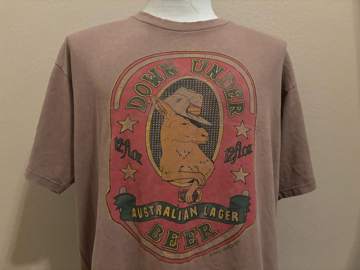 Vintage 90s Australian Lager Beer Down Under Kangaroo Tshirt XL Graphic Tee – Feel-Good Design · High-Quality Print