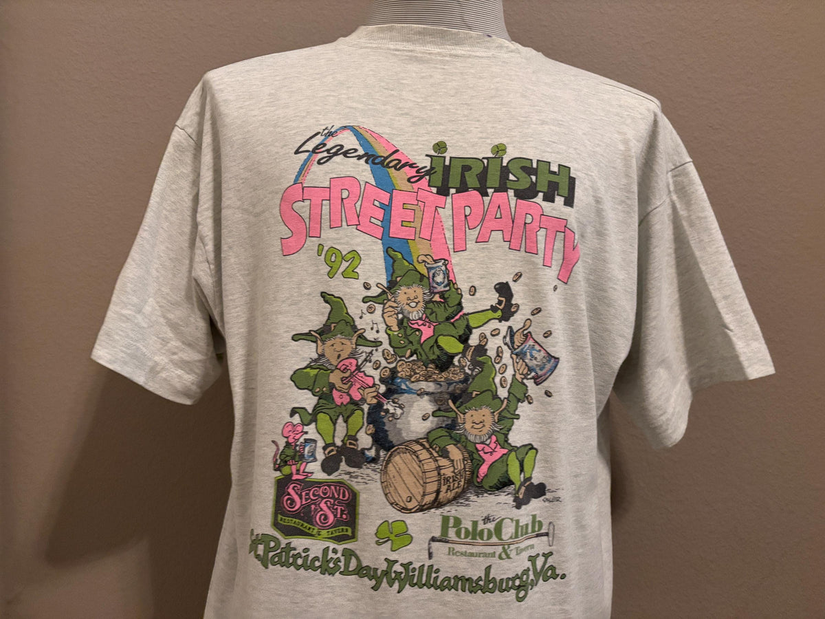 Vintage 90s Williamsburg Virginia Legendary Irish Street Party 1992 St Patricks Day Tshirt XL Graphic Tee – Easygoing Wear · High-Quality Print