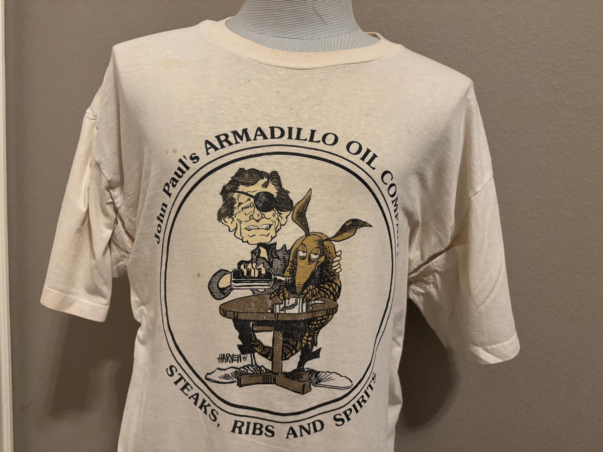 Vintage 90s John Pauls Armadillo Oil Company Restaurant Tshirt XL Graphic Tee – Bold Style · Must-Have Style