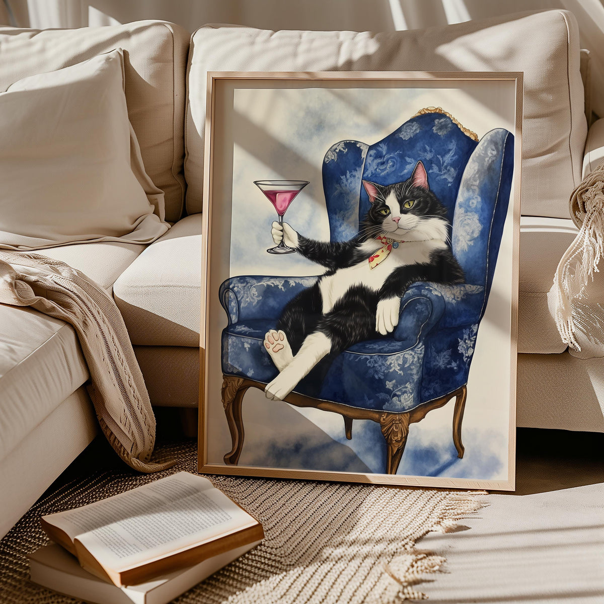 Tuxedo Cat with Martini Art Print Cat Alcohol Poster Cat Painting Kitten Art Funny Kitchen Art PosterGift For Cat LoversCocktail Decor Graphic Tee – Feel-Good Design · High-Quality Print