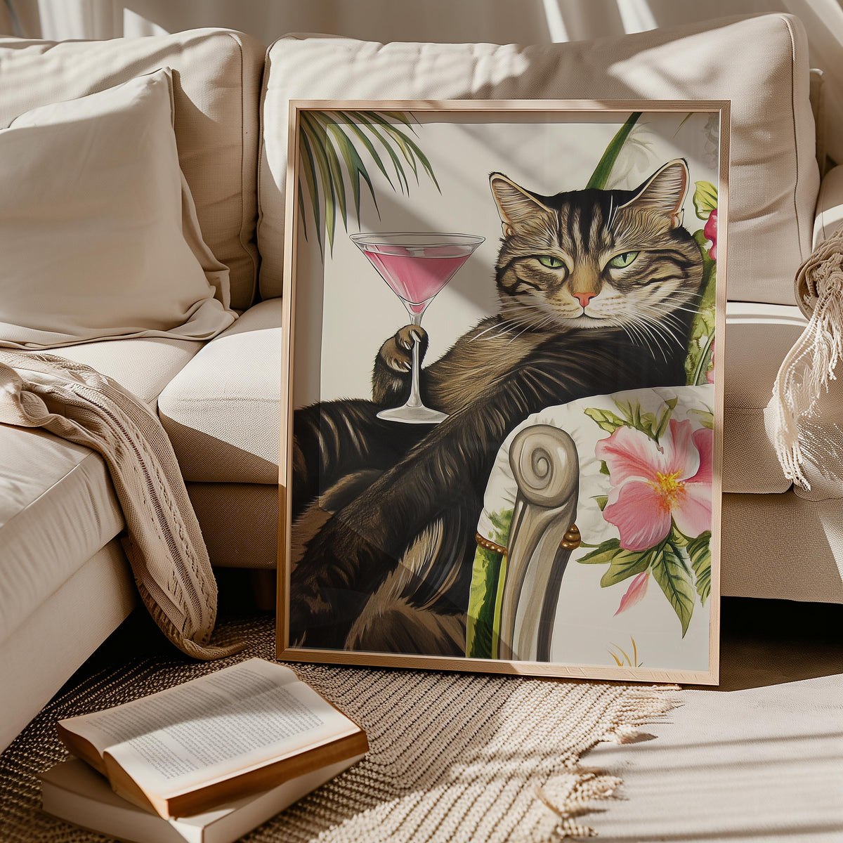 Tabby Cat with Martini Wall Art Alcohol DecorCat Oil Painting Kitten ArtFunny Kitchen Art Poster Gift For Cat LoversCocktail Art Print Graphic Tee – Bold Style · Trending Graphic Apparel
