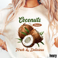 Retro Coconut Shirt Botanical Fruit Shirt Exotic Summer Fruit Shirt Farmers Market Shirt Tropical Fruit Tshirt Graphic Tee – Bold Style · High-Quality Print