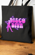 Disco Diva Tote Bag Retro Groove Shoulder Bag 70s Dance Party Handbag Cotton Canvas Shopper Music Lover Gift Studio 54 Accessories Tote Bag – Easygoing Wear · Trending Graphic Apparel