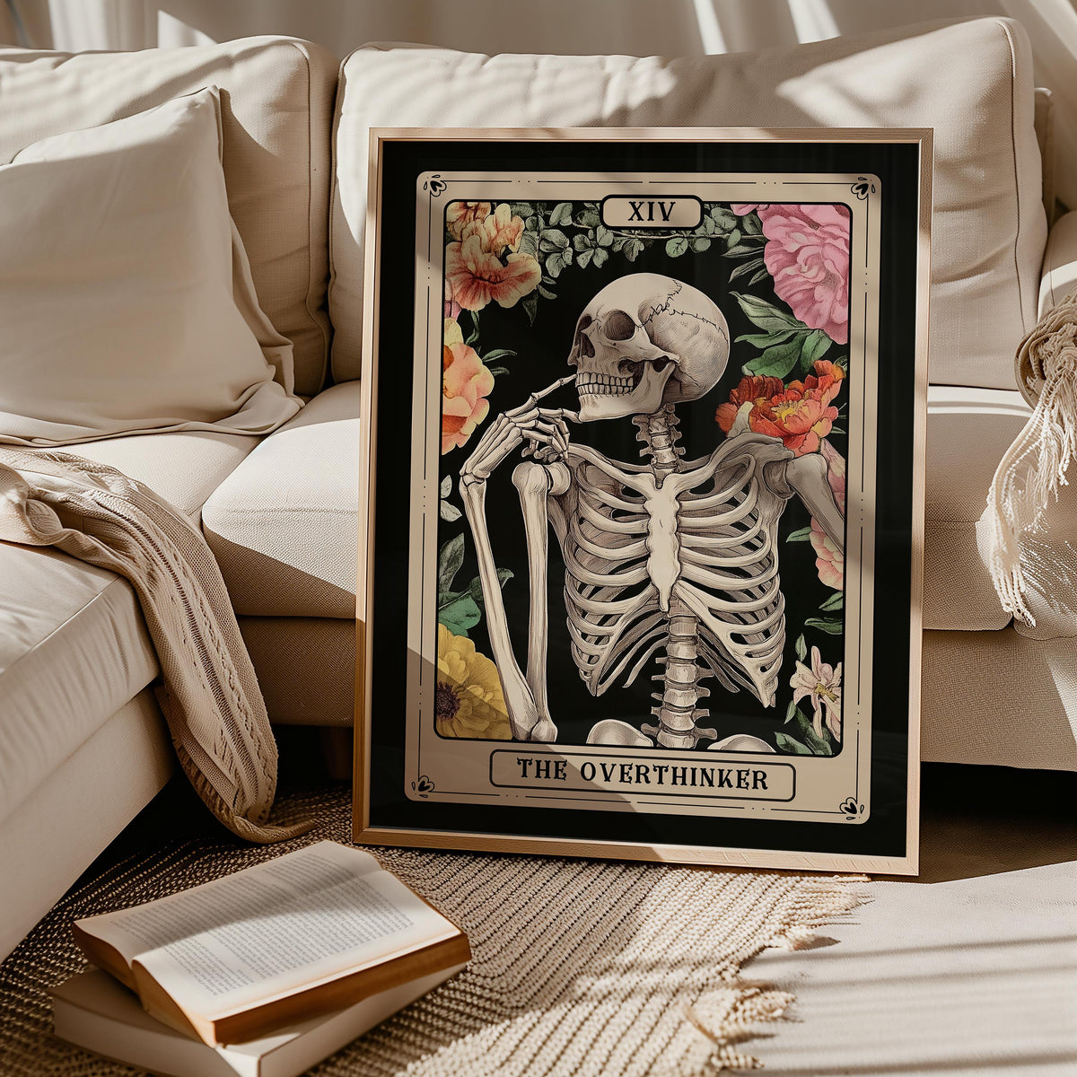 Skeleton Tarot Card PrintThe Thinker PosterDark Academia Mental Health DecorWitchy Therapy Office Wall ArtOverthinking Psychology Poster Graphic Tee – Warm & Stylish · Must-Have Style