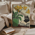 Cat Reading Book Print Cat Lover Gift Funny Cat Art Unique Cat Wall Art Cat Mom Gift Vintage Cat Emerald Green Poster Kitty Print Graphic Tee – Aesthetic Look · Top Pick For Any Outfit