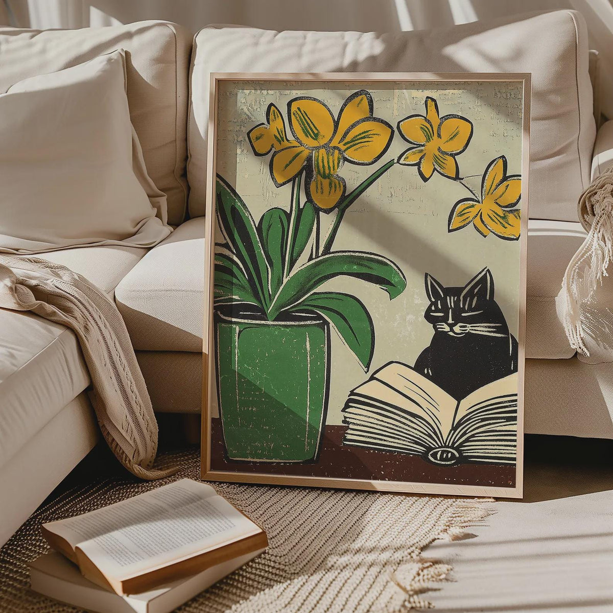 Cat Reading Book Print Cat Lover Gift Funny Cat Art Unique Cat Wall Art Cat Mom Gift Vintage Cat Emerald Green Poster Kitty Print Graphic Tee – Aesthetic Look · Top Pick For Any Outfit
