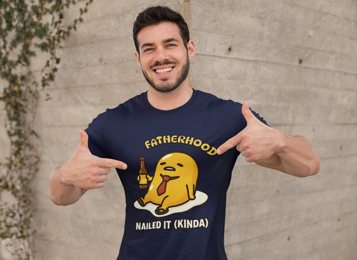 Gudetama Shirt Funny Fatherhood Gift for New Dad Lazy Egg Cartoon Sanrio Kawaii Comical Tee Free Shipping USA Graphic Tee – Bold Style · Trending Graphic Apparel