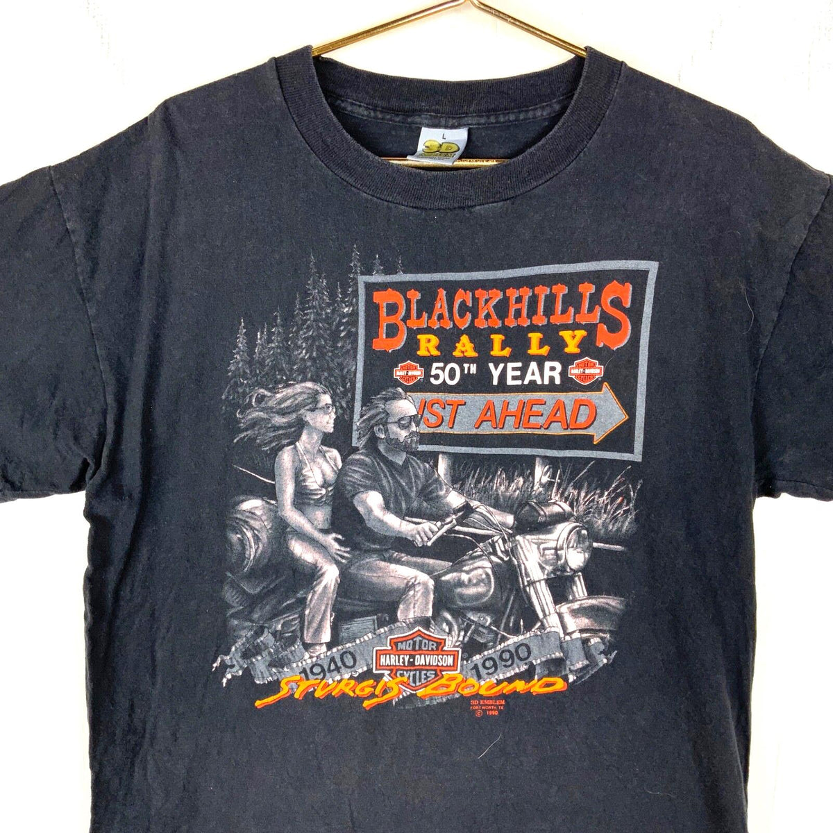 Vintage Harley Davidson 3D Emblem TShirt Large 1990 50th Black Hills Rally 90s Graphic Tee – Fan Favorite · Perfect For Daily Wear