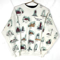 Vintage Light House Sweatshirt Crewneck Large White Made Usa All Over Print 90s Sweatshirt – Everyday Comfort · Must-Have Style