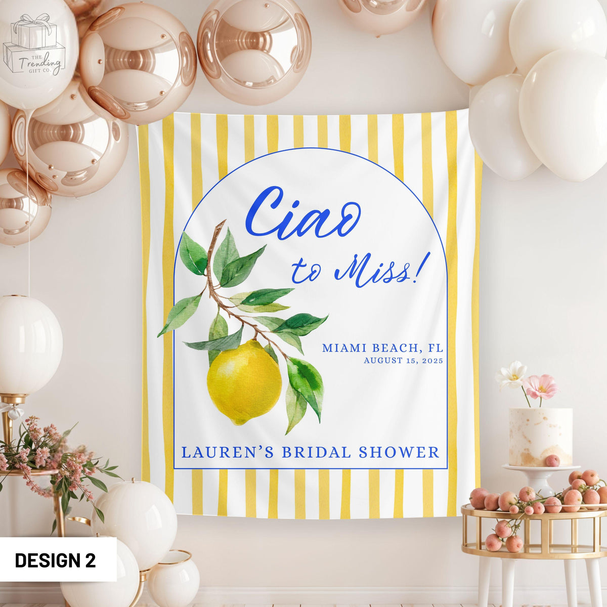 Ciao to Miss Bridal Shower Welcome Sign Italian Theme Bachelorette Banner Lemon Bridal Shower Tapestry Ciao Bella Amalfi Coast Backdrop Graphic Tee – Aesthetic Look · Top Pick For Any Outfit
