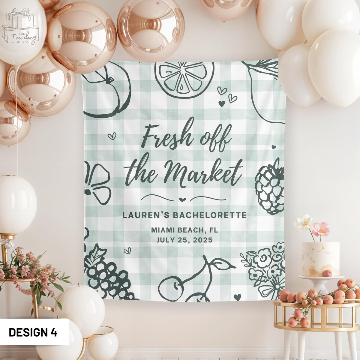 Fresh Off the Market Banner Custom Farmers Market Theme Bachelorette Party Decor Vegetable Fruit Tapestry Flower Bridal Shower Backdrop Sign Graphic Tee – Warm & Stylish · Perfect For Daily Wear