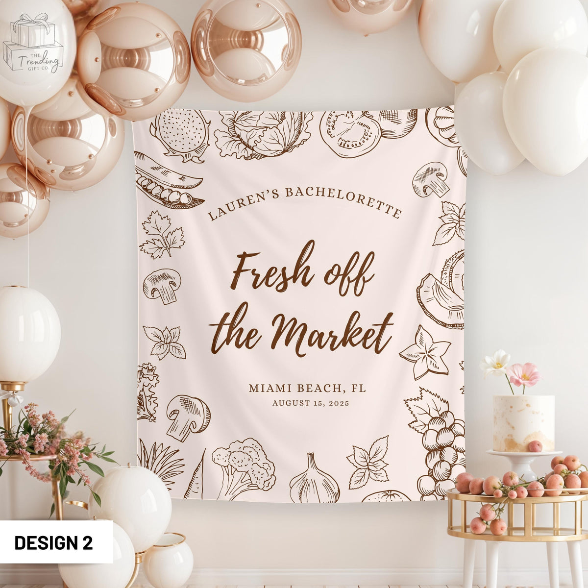 Fresh Off The Market Bachelorette Tapestry Custom Farmers Market Bridal Shower Decor Vegetable Fruit Banner Flower Bach Party Backdrop Sign Graphic Tee – Cozy Vibes · Trending Graphic Apparel