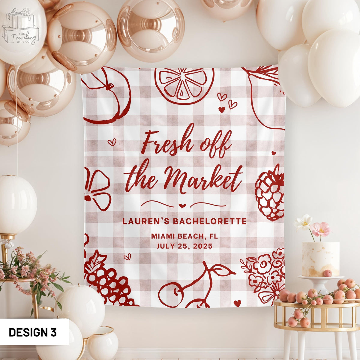 Fresh Off the Market Tapestry Custom Farmers Market Theme Bachelorette Party Decor Vegetable Fruit Banner Flower Bridal Shower Backdrop Sign Graphic Tee – Fan Favorite · Great Gift For Fans