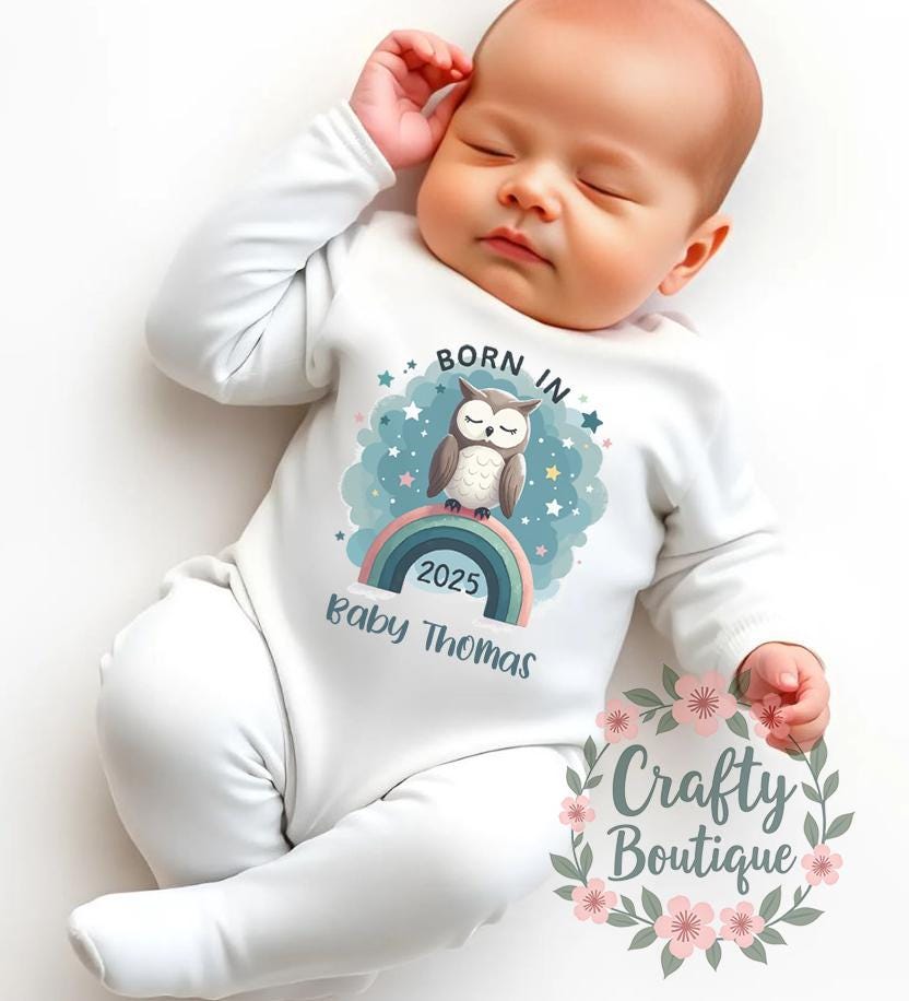 Born In 2025 Baby Gift Personalised Newborn Gift Set New Baby Romper Custom First Baby Grow Baby Boy Outfit Baby Announcement 1253 Graphic Tee – Feel-Good Design · Perfect For Daily Wear