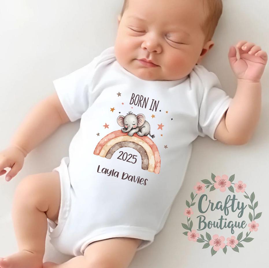 Born In 2025 Baby Gift Personalised Newborn Gift Set New Baby Romper Custom First Baby Grow Baby Girl Outfit Baby Announcement 1257 Graphic Tee – Fan Favorite · Must-Have Style