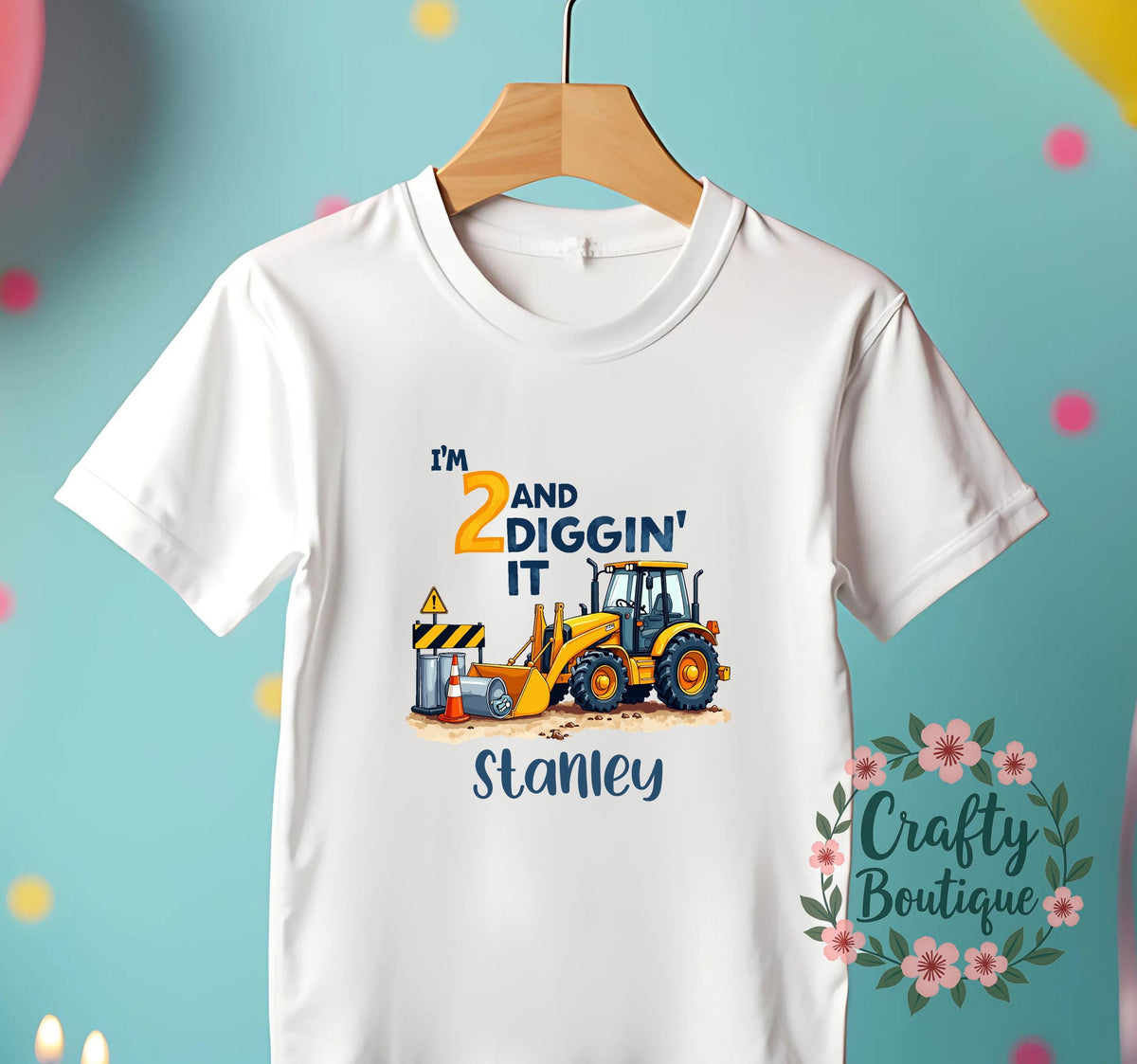 2nd Birthday t shirt I39m 2 And Digging It Personalised Birthday Gift 2 Year Old Digger Tee Boys Party T Shirt I am Two Outfit 1331 Graphic Tee – Bold Style · High-Quality Print