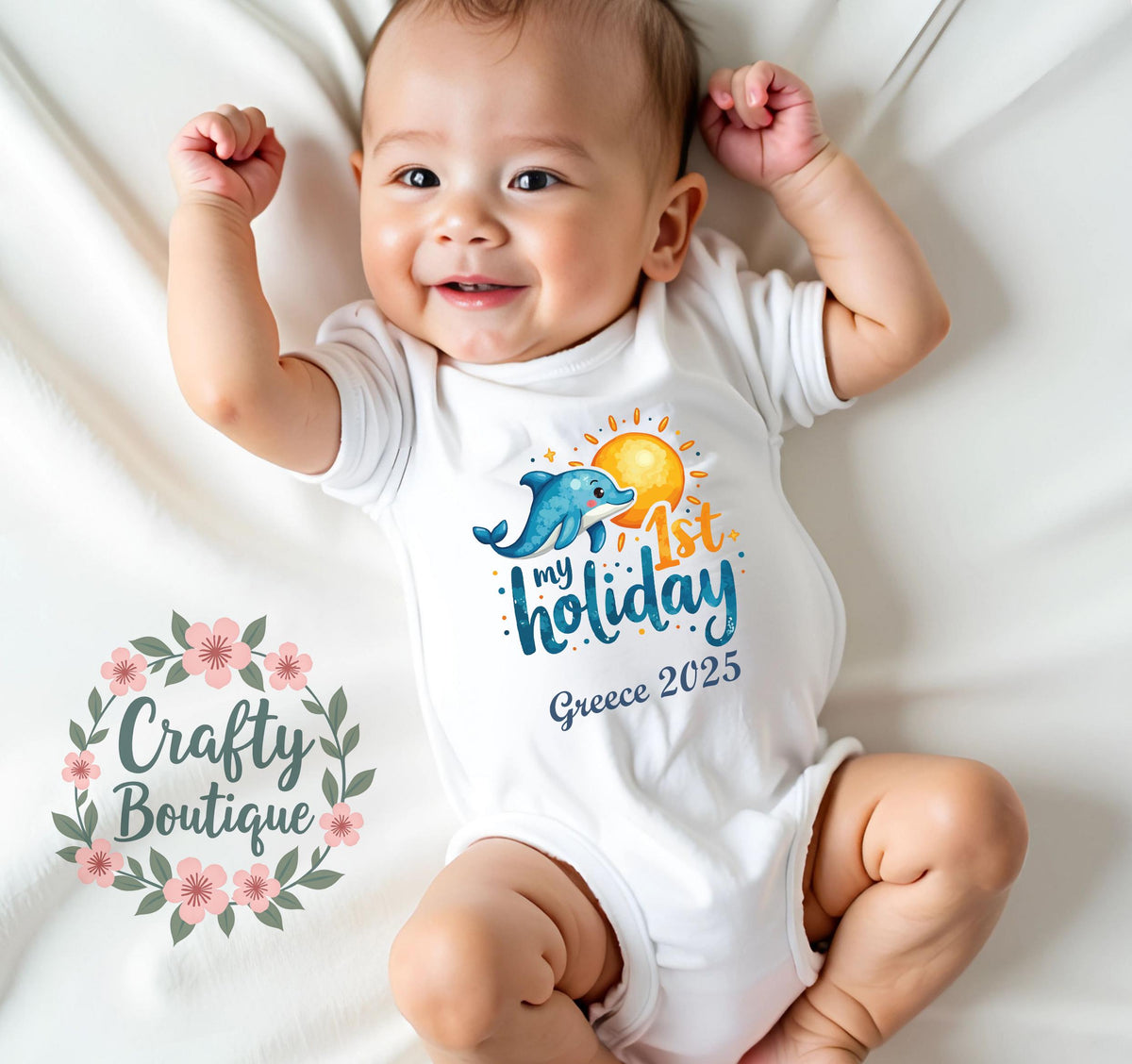 My First Holiday Baby Grow 1st Holiday Baby Vest Personalised Baby Gift Kids 1st Holiday Tshirt Summer Outfit Baby Boy Gift 1317 Graphic Tee – Fan Favorite · High-Quality Print