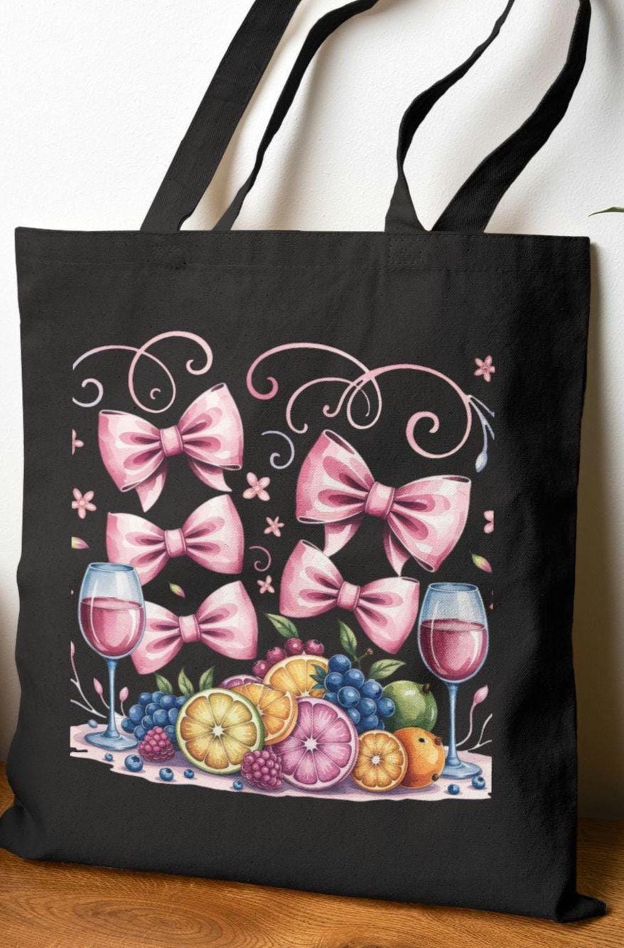 Wine club Tote bag coquette bow tie Tote Wine Lovers Gift Eco Friendly Bag pressed flower Pressed Floral Tote Tote Bag – Feel-Good Design · Trending Graphic Apparel