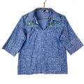 Vintage 1970s Womens Denim Blouse Shirt Medium Blue Embroidered Graphic Tee – Everyday Comfort · Perfect For Daily Wear