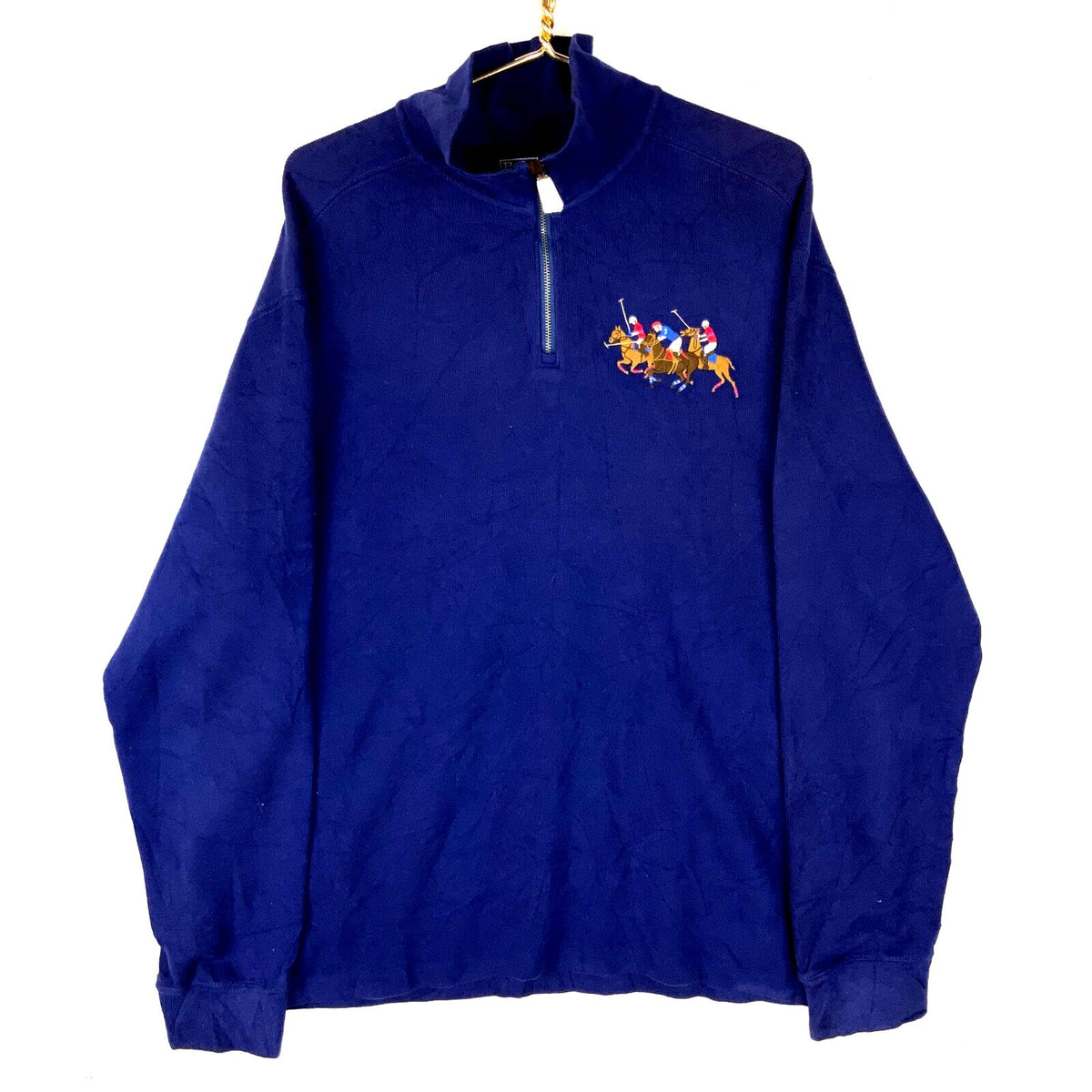 Vintage Polo Ralph Lauren Knit Sweatshirt XL Blue 14 Zip Henley 3 Horses Pony Sweatshirt – Cozy Vibes · Perfect For Daily Wear