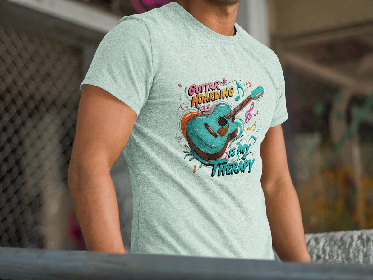 Gift for Guitarist T Shirt Acoustic Guitar Hoarder Music Lover Present Guitar Collection My Therapy Free Shipping USA Graphic Tee – Aesthetic Look · High-Quality Print