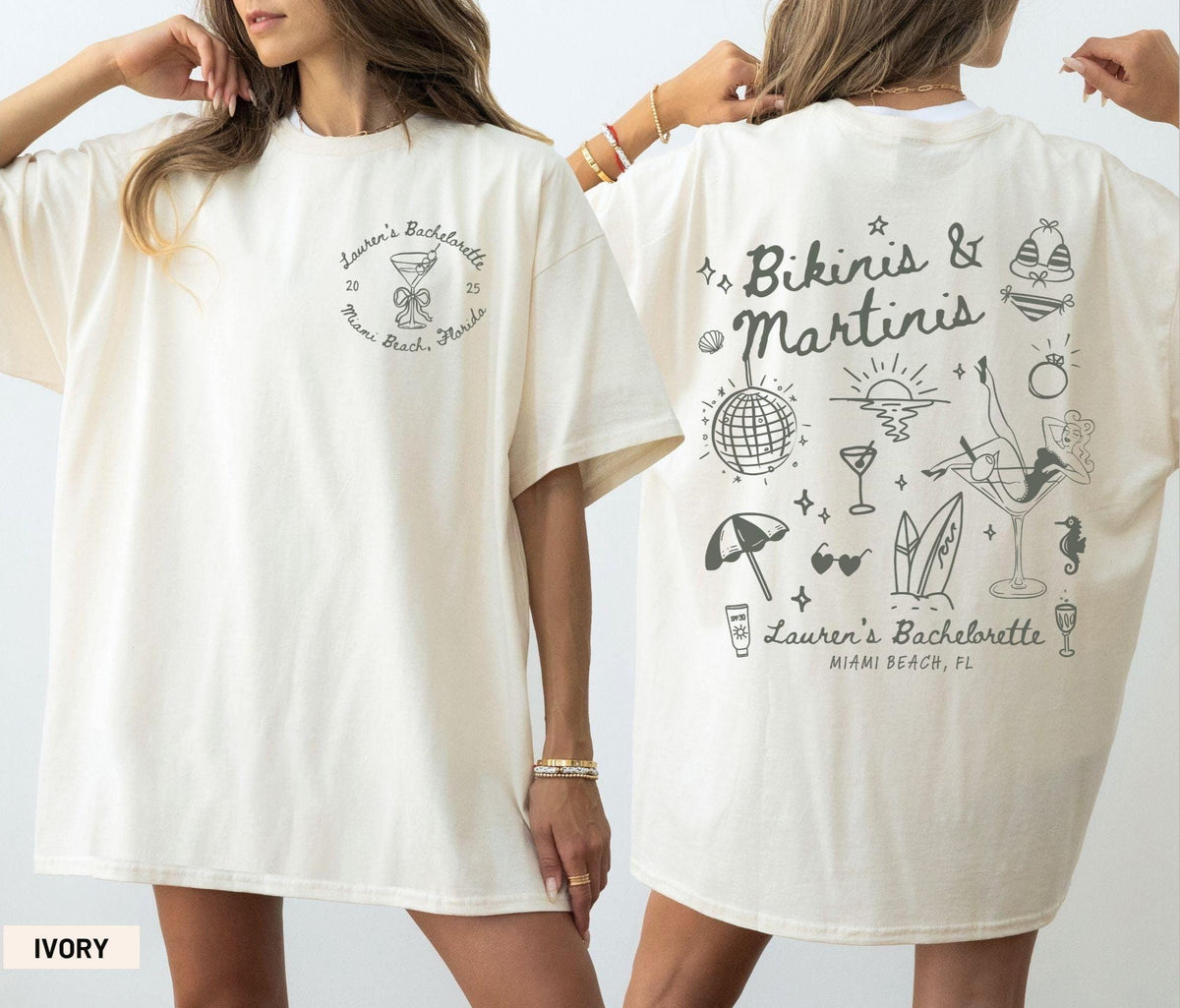 Custom Bikinis and Martinis Bachelorette Comfort Colors Shirt Beach Bach Party Tshirts Girls Weekend Trip Miami Mexico Bridesmaid Gift Graphic Tee – Warm & Stylish · High-Quality Print