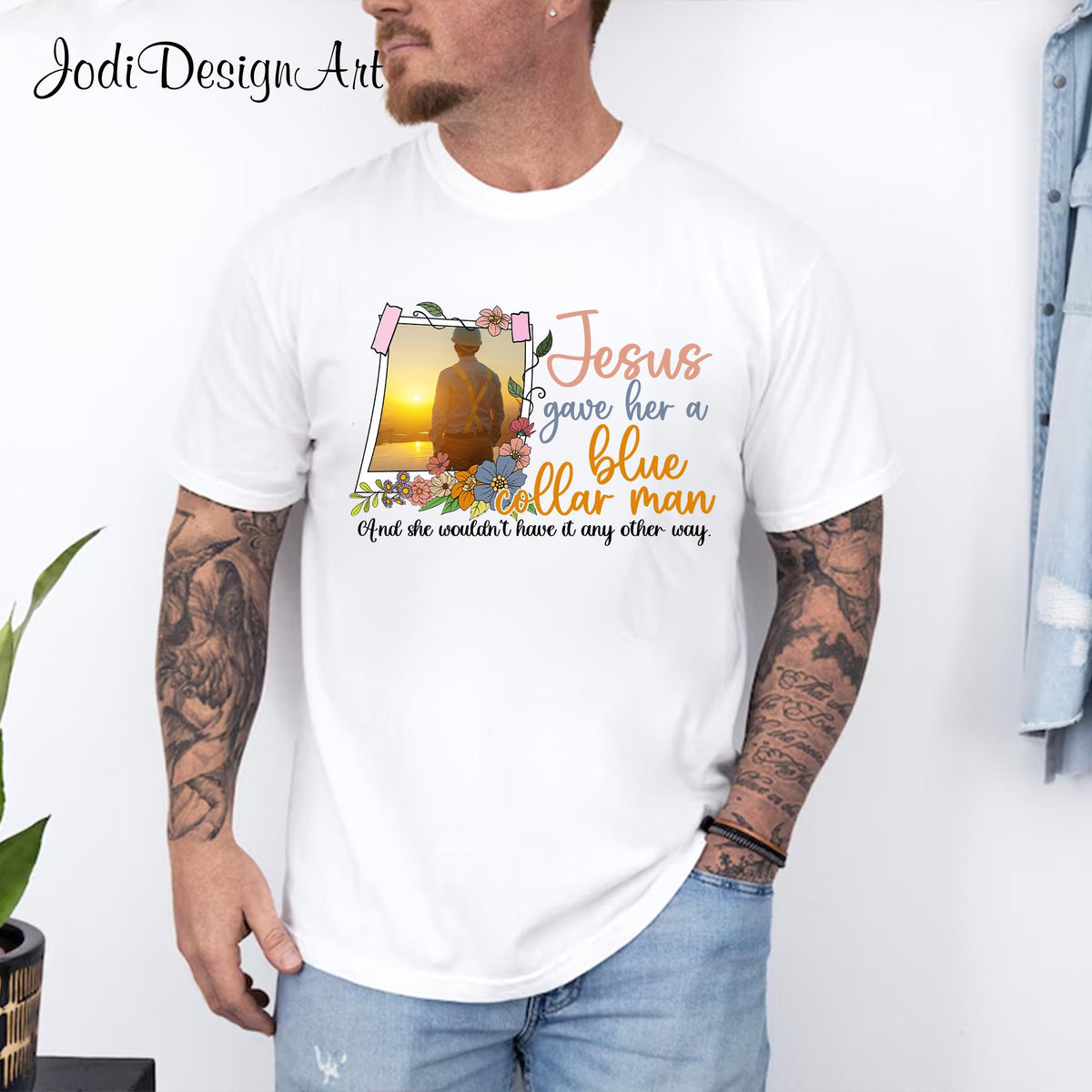 Jesus Gave Her A Blue Collar Man Shirt Christian Love Bible Verse Southern Faith Graphic Tee – Fan Favorite · Top Pick For Any Outfit