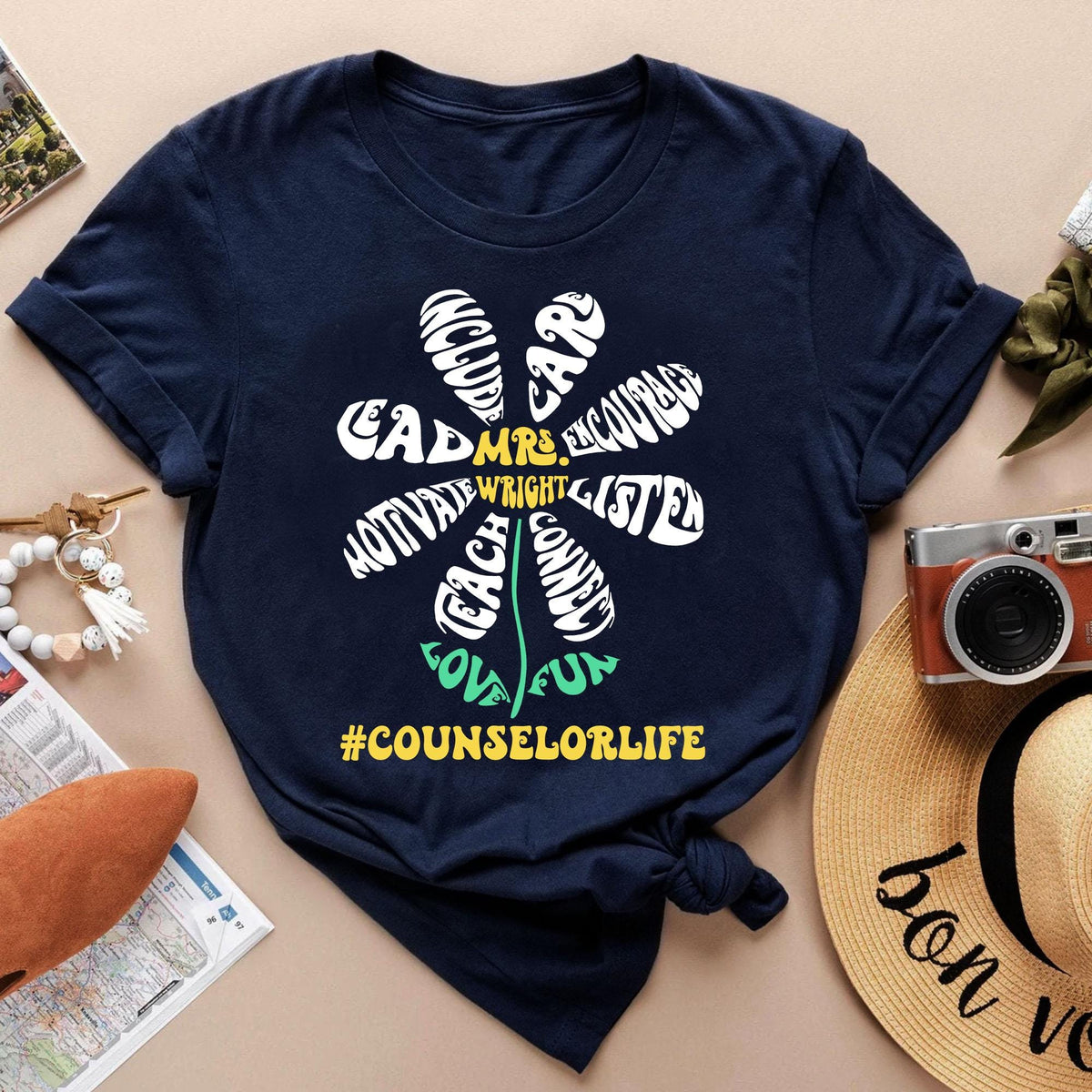 Counselor Life Personalized Shirt Retro Typography Shirt for Counselor Custom Counselor Shirt Counselor T Shirt Counselor Gift Graphic Tee – Soft Feel · High-Quality Print