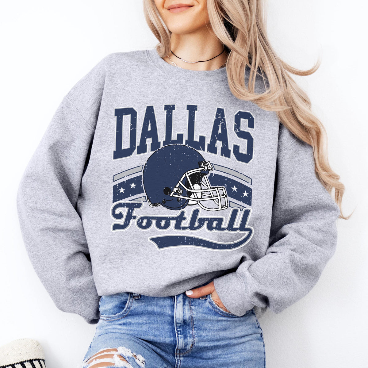 Vintage Dallas Football Sweatshirt Retro Dallas Football Crewneck Trendy Game Day Shirt Gift for Dallas Football Fan Dallas Game Day Sweater Sweatshirt – Bold Style · Perfect For Daily Wear
