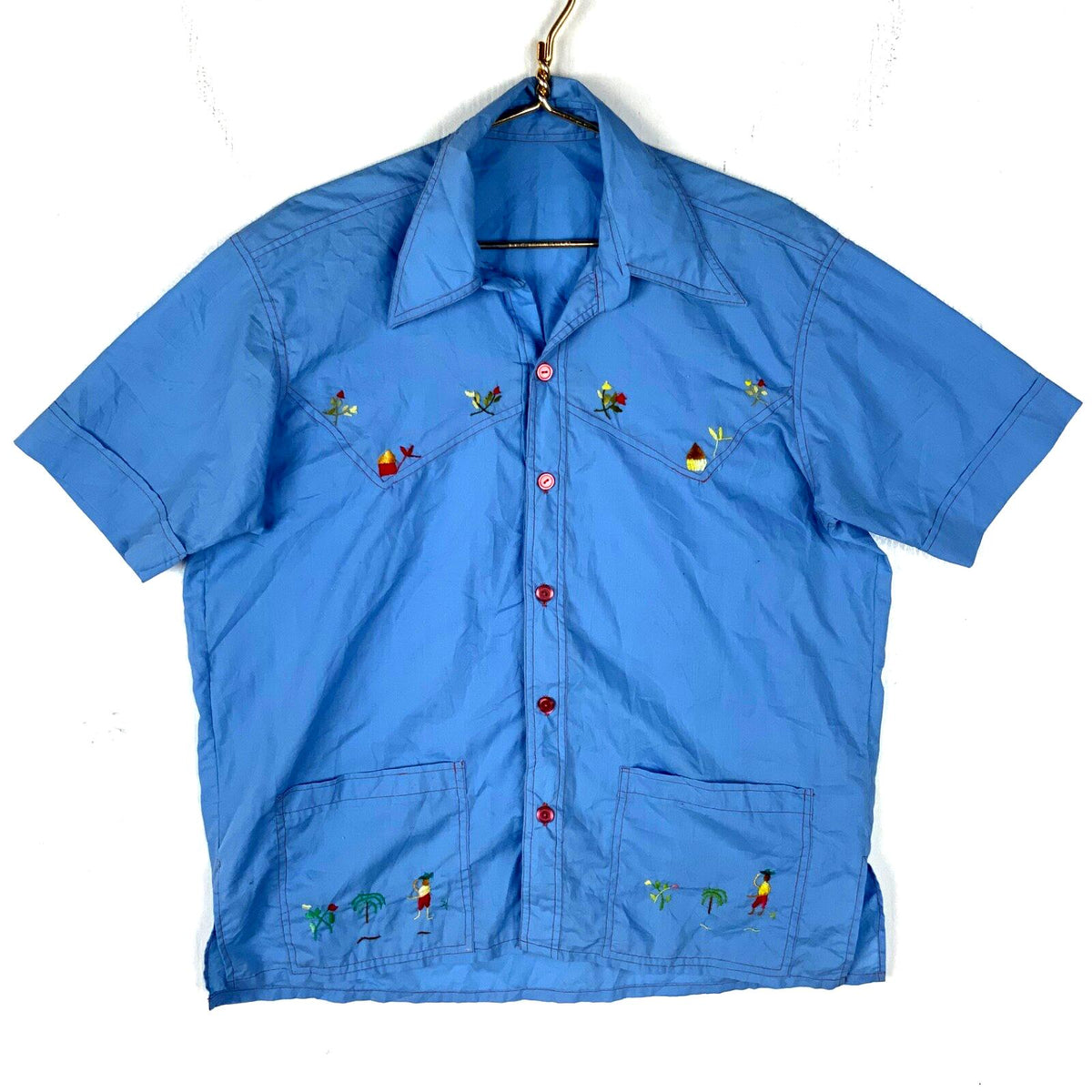 Vintage 1980s Caribbean Short Sleeve Shirt XL Blue Button Up Embroidered Graphic Tee – Cozy Vibes · Great Gift For Fans