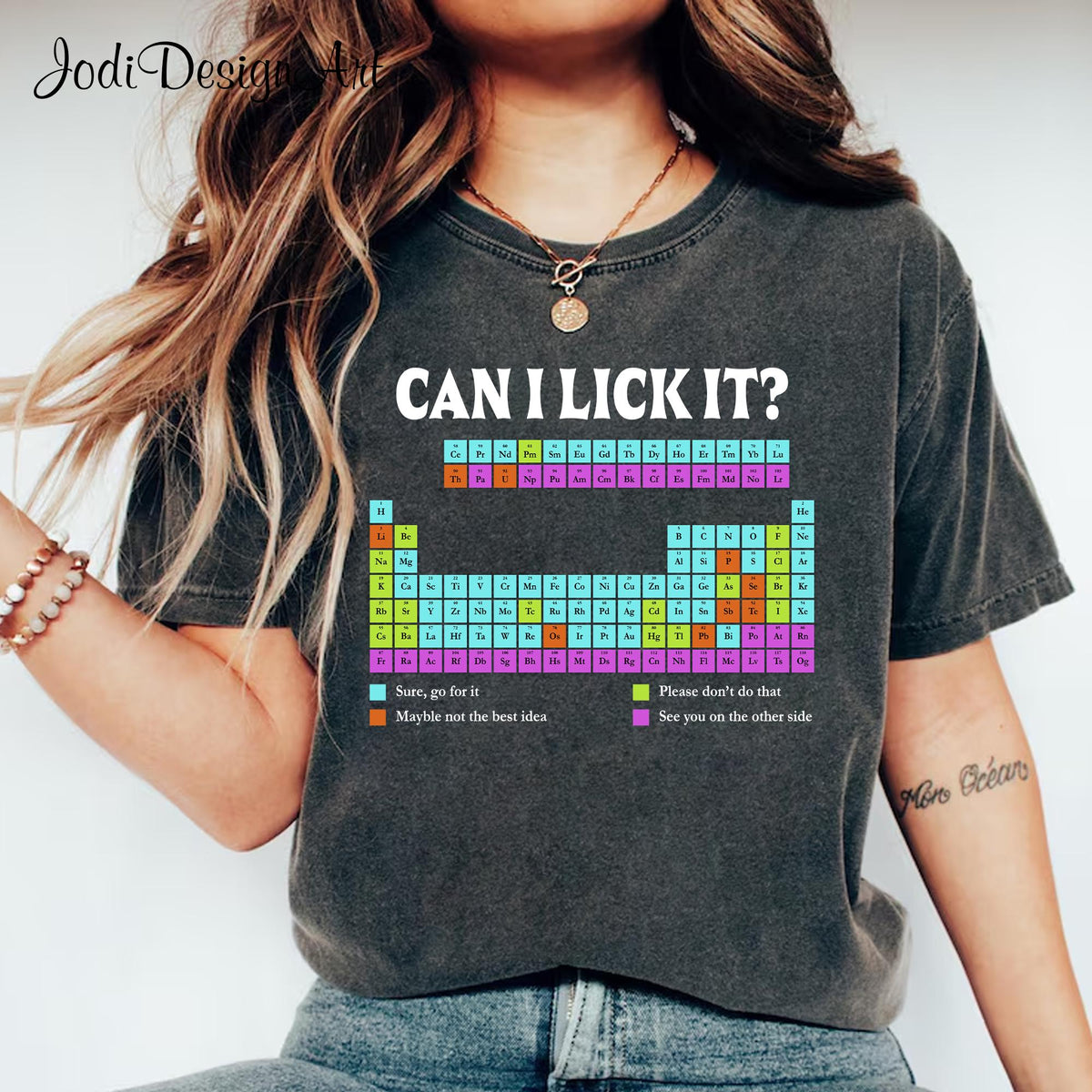 Can I Lick It Periodic Table Shirt Funny Chemistry Shirts Elements Table Shirt Science Chemistry Lab Tshirt Funny Chemistry Gift Tee Graphic Tee – Warm & Stylish · Perfect For Daily Wear