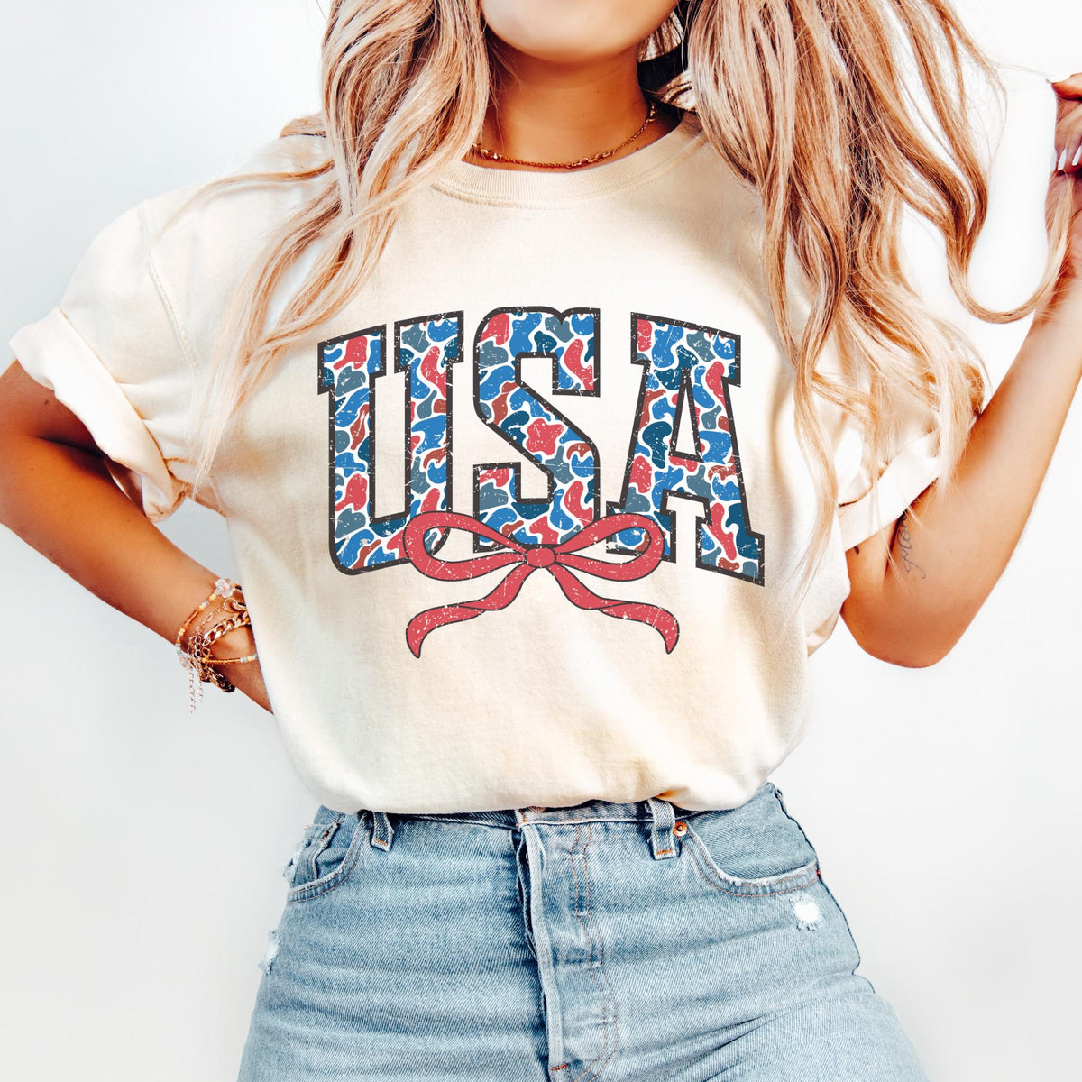 USA Bow July 4th Shirt July 4th Tee Independence Day Shirt TShirt Usa Patriotic Tee 4th of July Party TShirt Trendy USA Shirt Graphic Tee – Everyday Comfort · High-Quality Print
