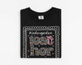 Kindergarten Teacher Tee Shirt for Back to School Cute Floral Matching Kindergarten Crew TShirt with Bow Cute Nineties Aesthetic Doodles Graphic Tee – Bold Style · Great Gift For Fans