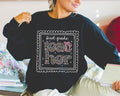 First Grade Teacher Sweatshirt for Back to School Cute Floral Matching First Grade Crew Crewneck with Bow Cute Nineties Aesthetic Doodles Sweatshirt – Fan Favorite · Great Gift For Fans