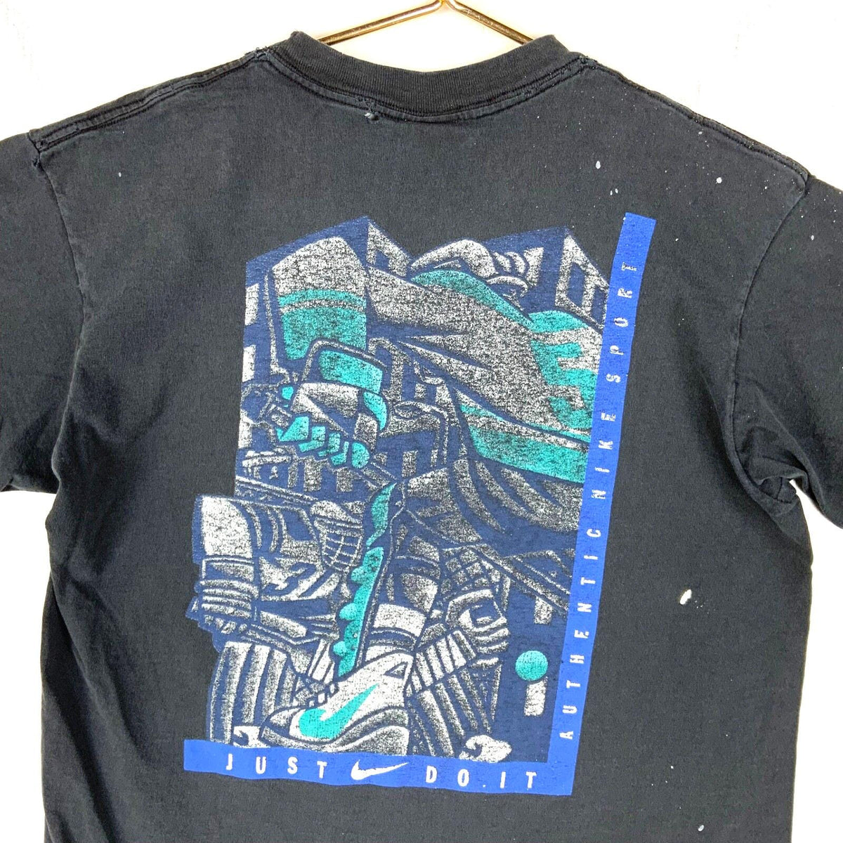 Vintage Nike TShirt Youth XL Black Single Stitch Distressed 90s Graphic Tee – Feel-Good Design · High-Quality Print