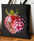 Strawberry Wildflower Tote Bag Eco Friendly Shopping Bag Beach Bag Gift for Her Floral Canvas Tote pressed flower Tote Strawberry Tote Tote Bag – Soft Feel · Must-Have Style