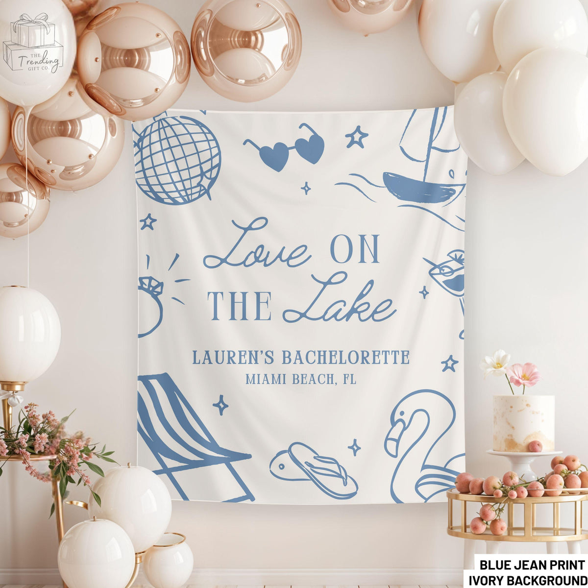 Custom Love On The Lake Bachelorette Banner Decor Personalized Lake Bach Party Banner Girl Trip Camping Weekend Bridal Shower Welcome Sign Graphic Tee – Fan Favorite · Great Gift For Fans