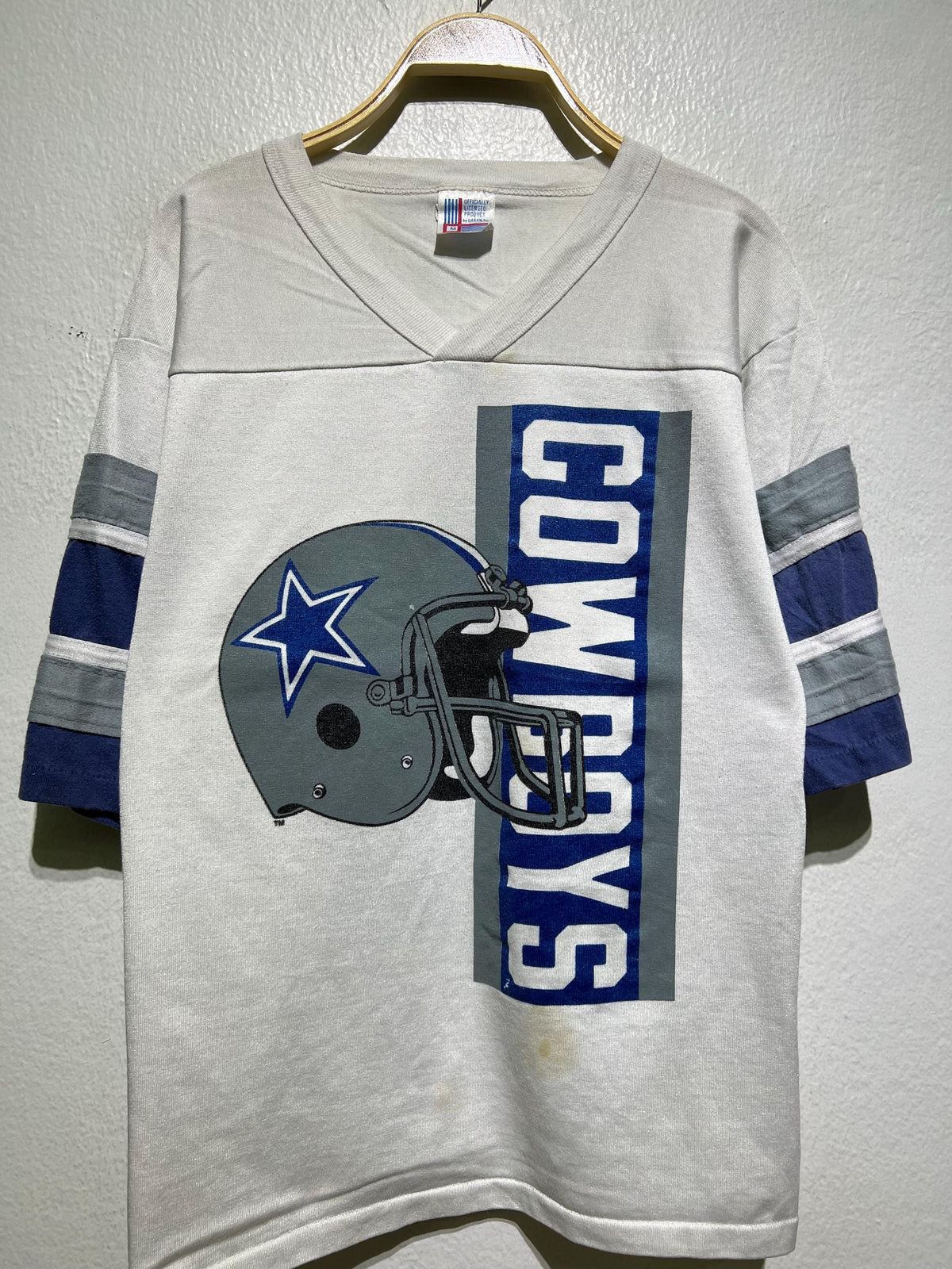Vintage 90s Dallas Cowboys NFL Helmet Jersey Style V Neck Shirt Distressed Size S Vintage Football Team Fan Apparel Collectible Jersey – Soft Feel · High-Quality Print