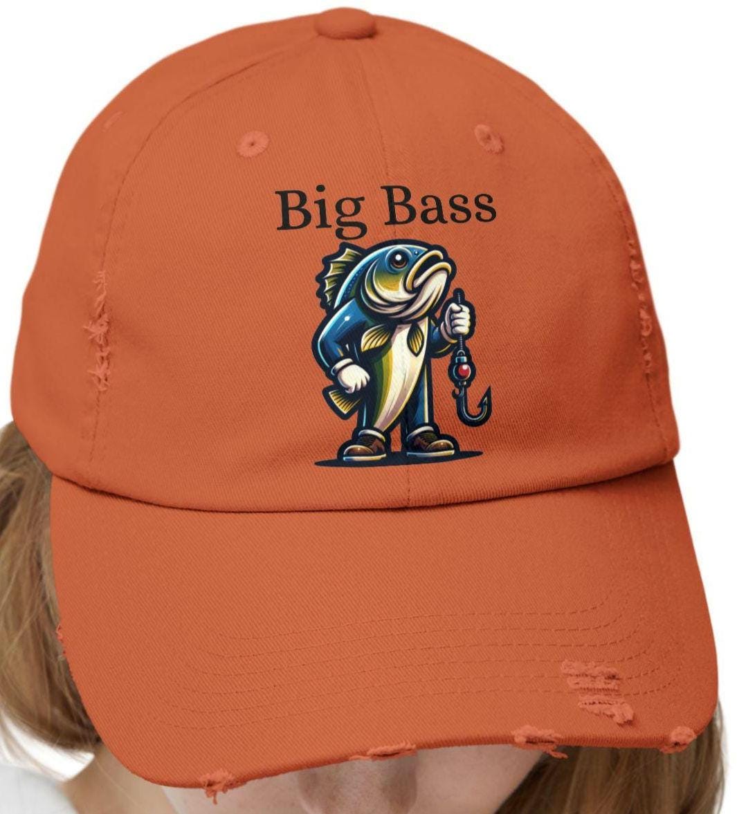 Fisherman Distressed Cap Big Bass Design Gift for Anglers Outdoors Hat Casual Wear Fishing cap Gift for Fisherman Graphic Tee – Fan Favorite · Top Pick For Any Outfit