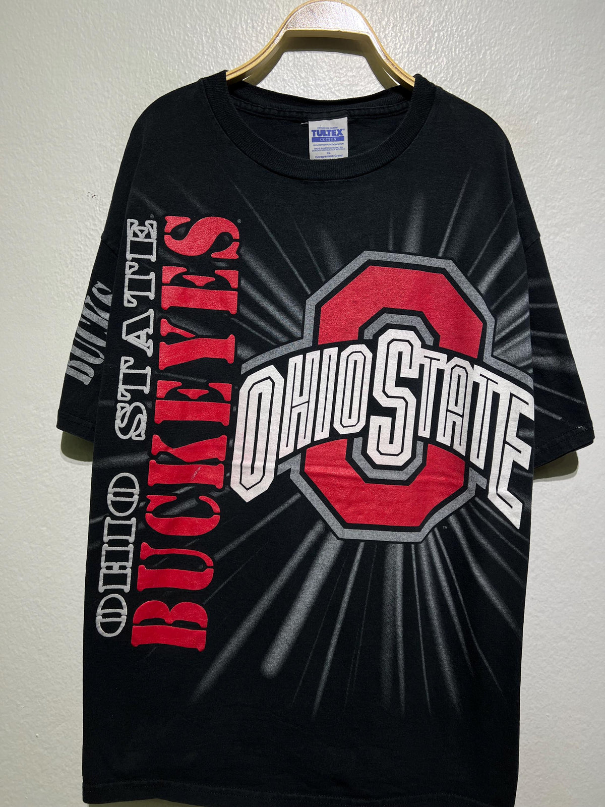 Vintage 90s Ohio State Buckeyes NCAA T Shirt Full Front Logo with Sleeve Print College Football Big Ten Team Spirit Go Bucks Tee XL Graphic Tee – Feel-Good Design · High-Quality Print