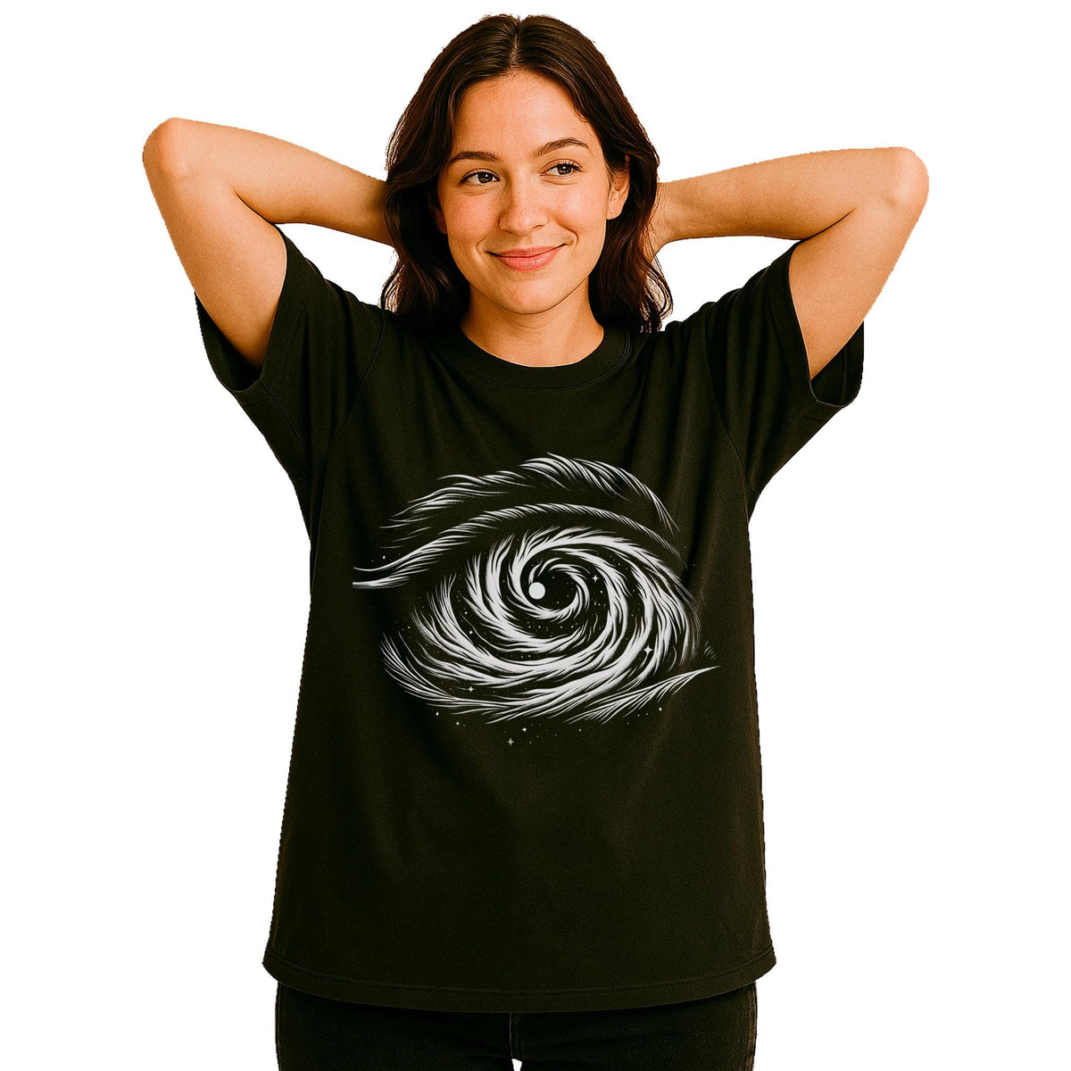 Abstract Eye Vortex T Shirt Swirling Galaxy Spiral Tee Surreal Space Art Gift Graphic Tee – Warm & Stylish · Trending Graphic Apparel