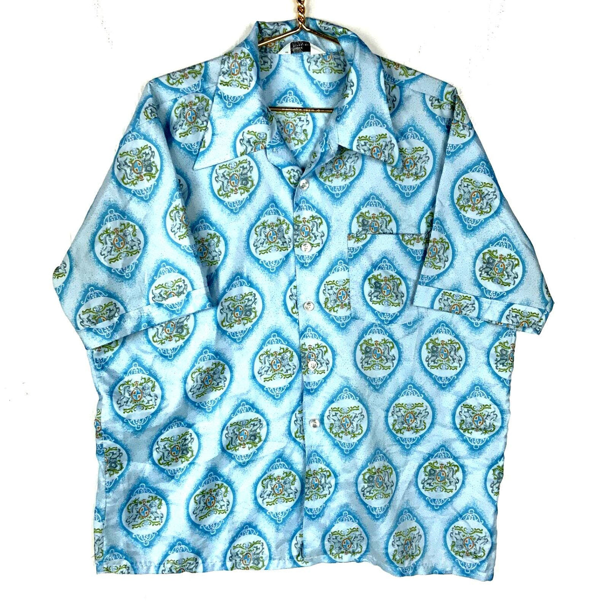 Vintage 1970s Disco Shirt Size XL Blue Button Up Short Sleeve Ultressa Graphic Tee – Premium Graphic · Perfect For Daily Wear