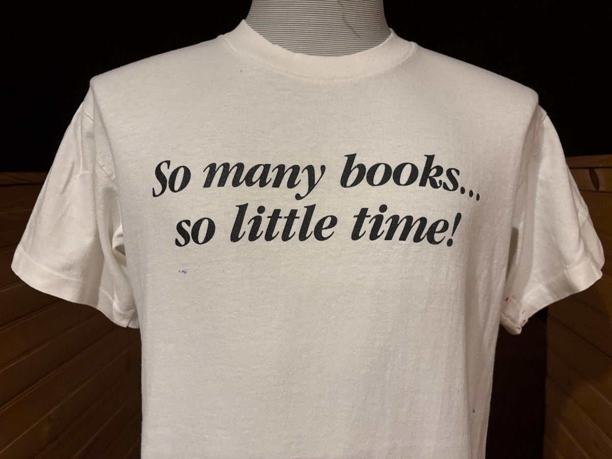 Vintage 90s So Many Books So Little Time Book Worm Reader Tshirt L Graphic Tee – Soft Feel · Perfect For Daily Wear